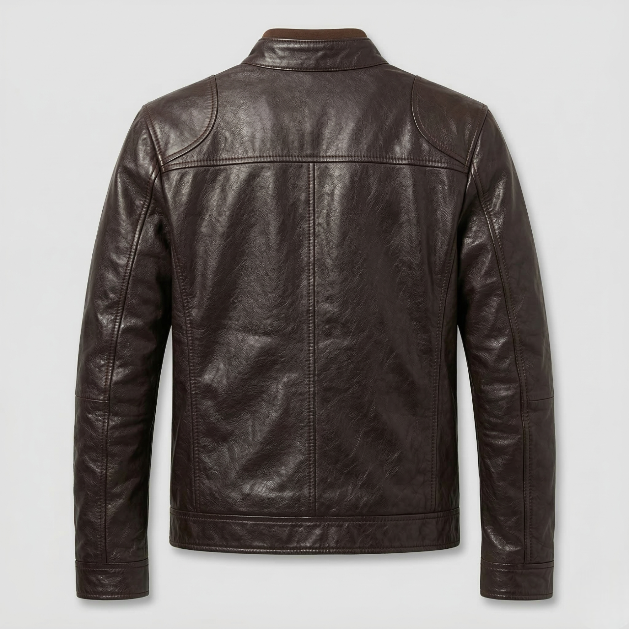 Dark Brown Leather Racer Jacket