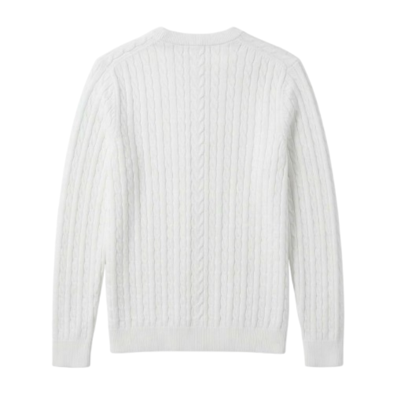 White Cable Knit Crew Neck Sweater